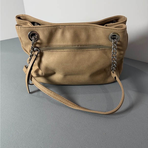 Nicole Miller Tan Shoulder Bag with Chain Straps - Picture 3 of 11
